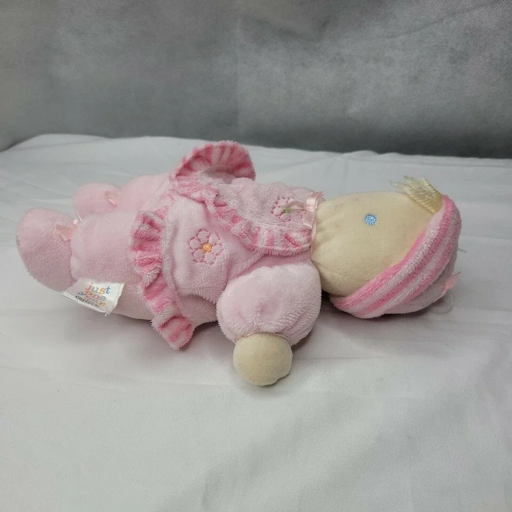 Carter’s Just One Year Pink Flower Blonde Hair Doll Dolly Rattle Lovey Flower